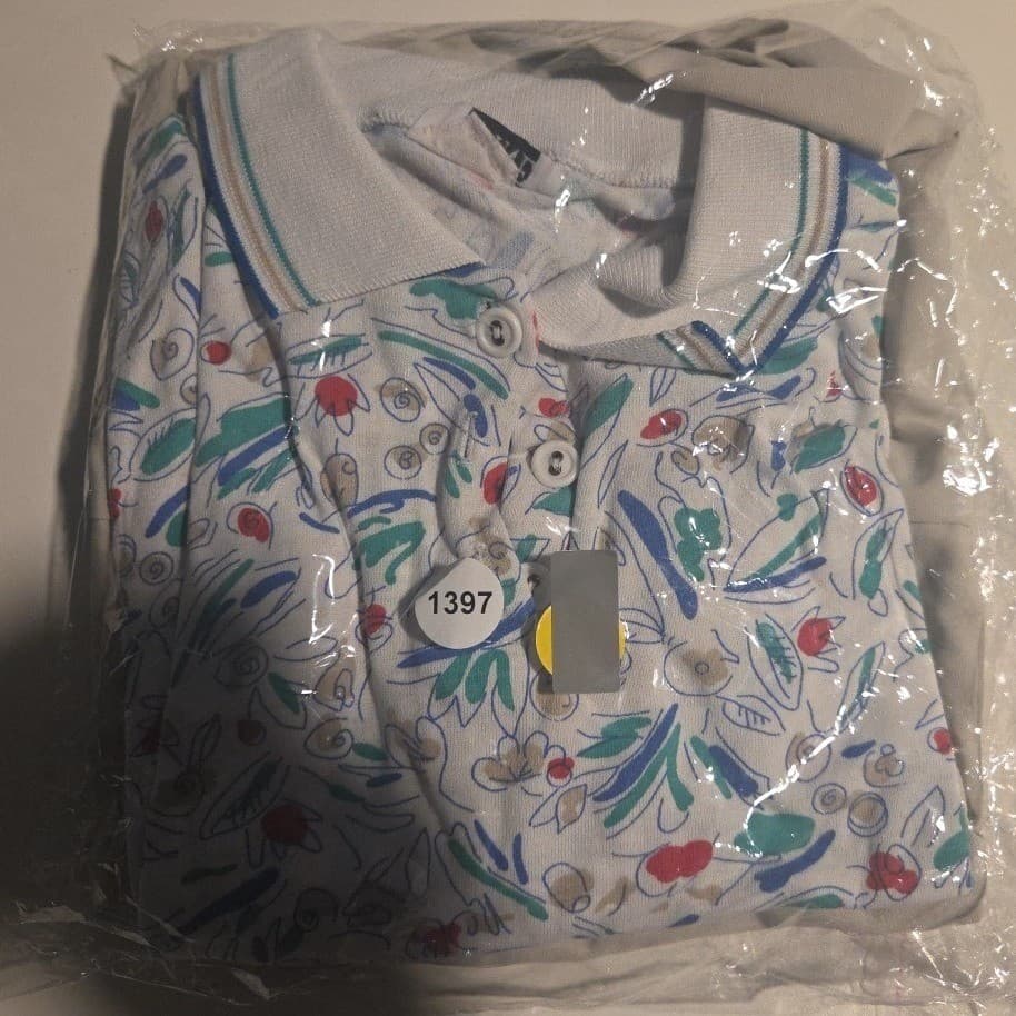 Cricket Lane Floral Polo Top & Tan Pants Set, Made in USA, Women Large, Vintage - Thumbnail 11