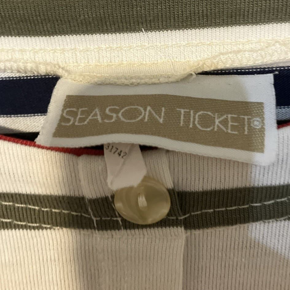 Season Ticket Striped Button Front Top & Khaki Pants Set, Women's Large, Vintage - Thumbnail 6