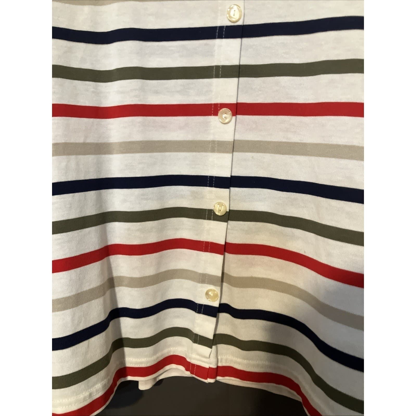 Season Ticket Striped Button Front Top & Khaki Pants Set, Women's Large, Vintage - Thumbnail 8