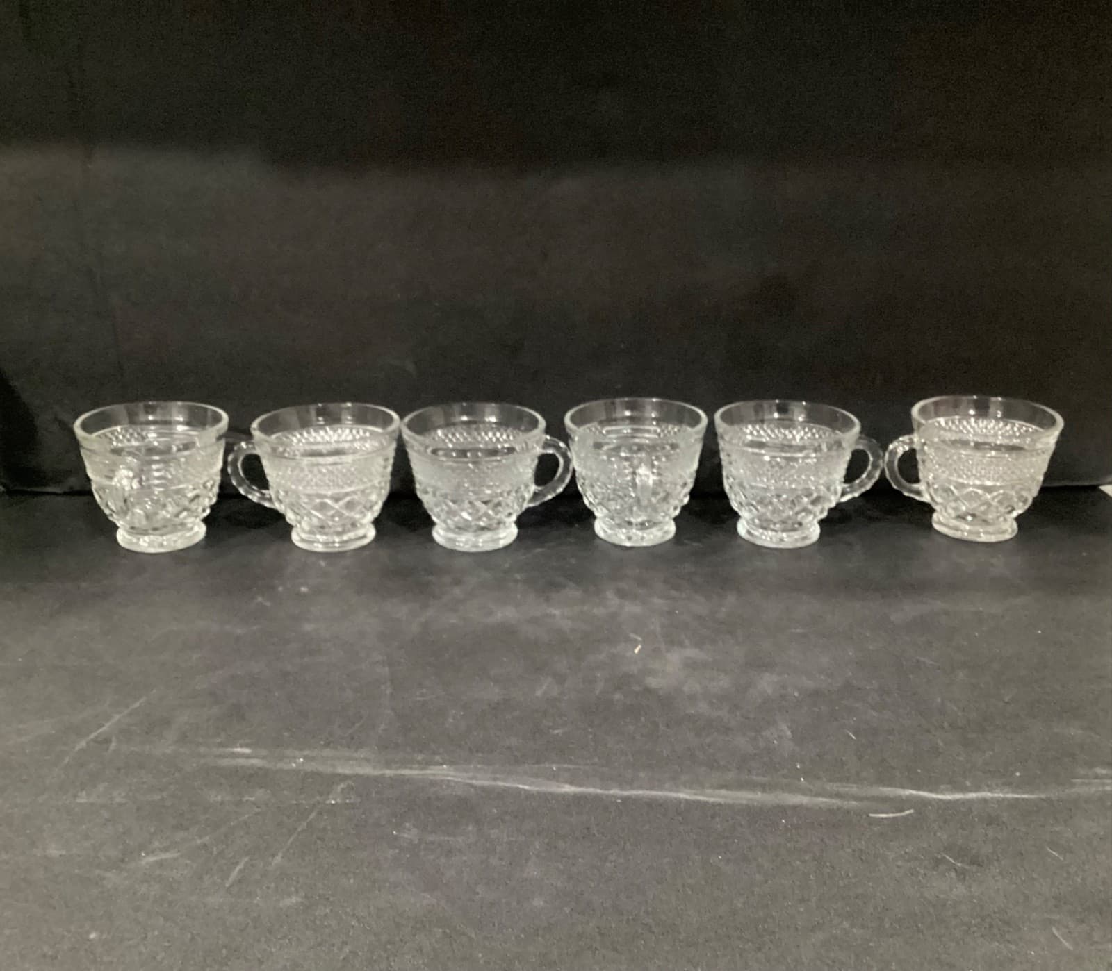 Vintage Anchor Hocking WEXFORD Clear Glass Punch Coffee Cups Set of 6 - Thumbnail 3