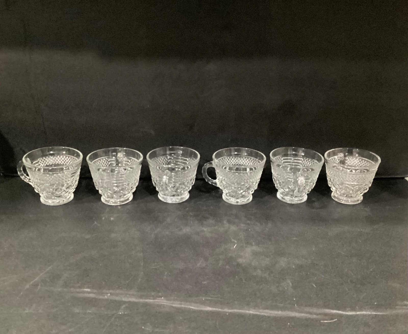 Vintage Anchor Hocking WEXFORD Clear Glass Punch Coffee Cups Set of 6 - Thumbnail 2