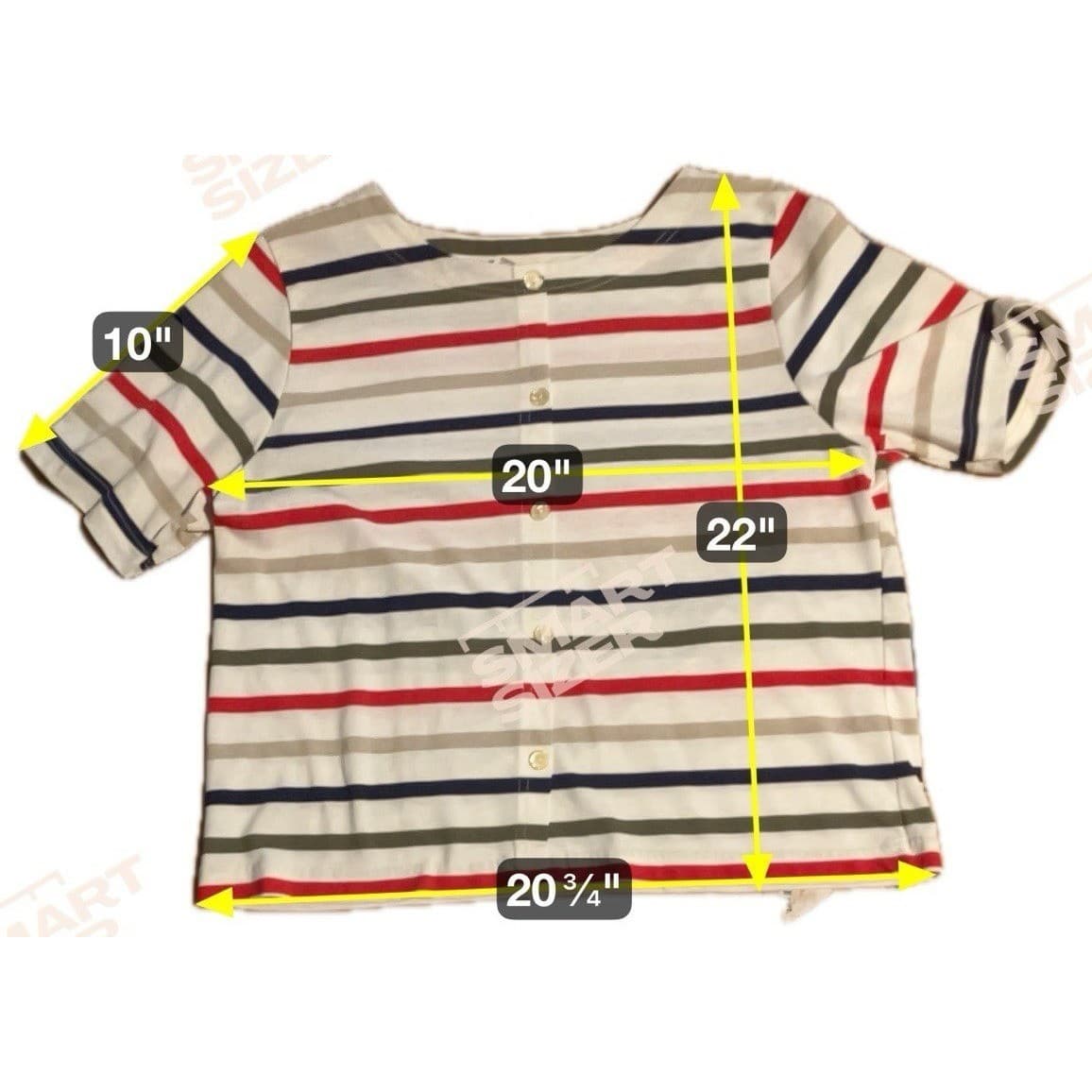 Season Ticket Striped Button Front Top & Khaki Pants Set, Women's Large, Vintage - Thumbnail 2