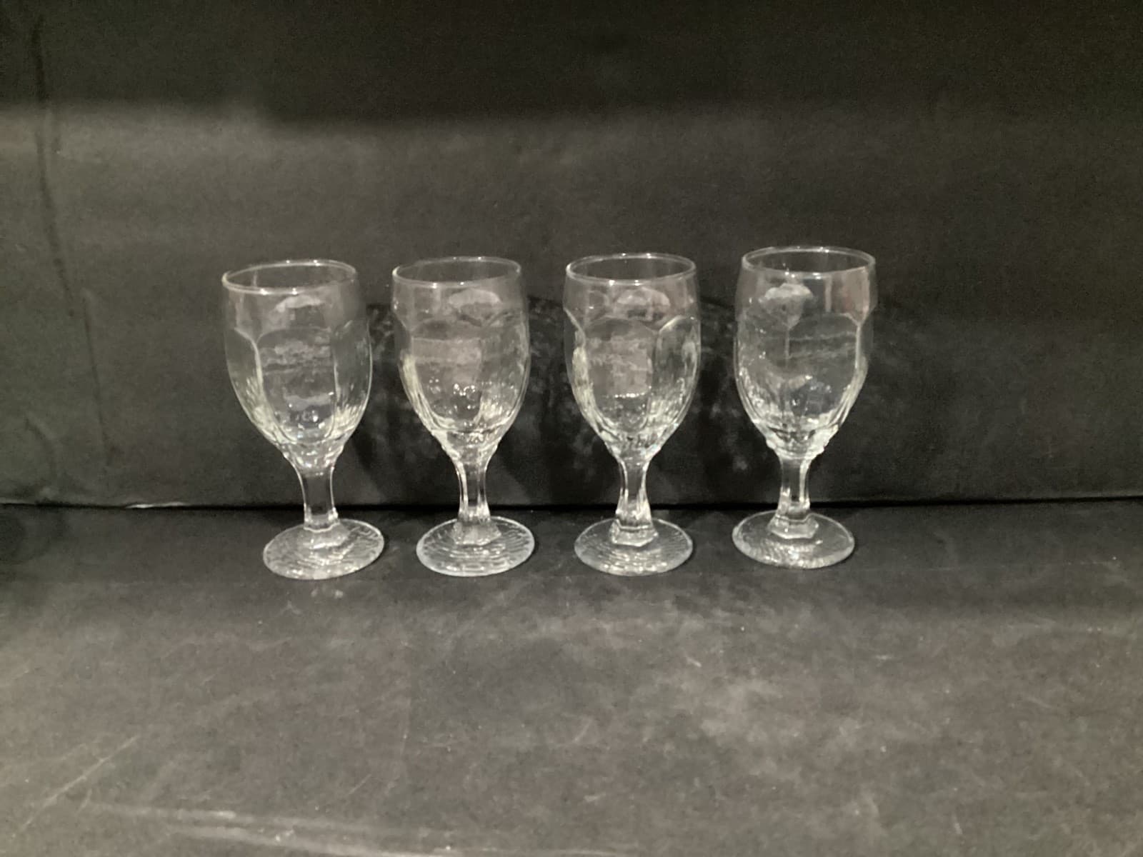 Libbey Chivalry Clear 6.25” Water Wine Goblets Textured Glass Set Of 4