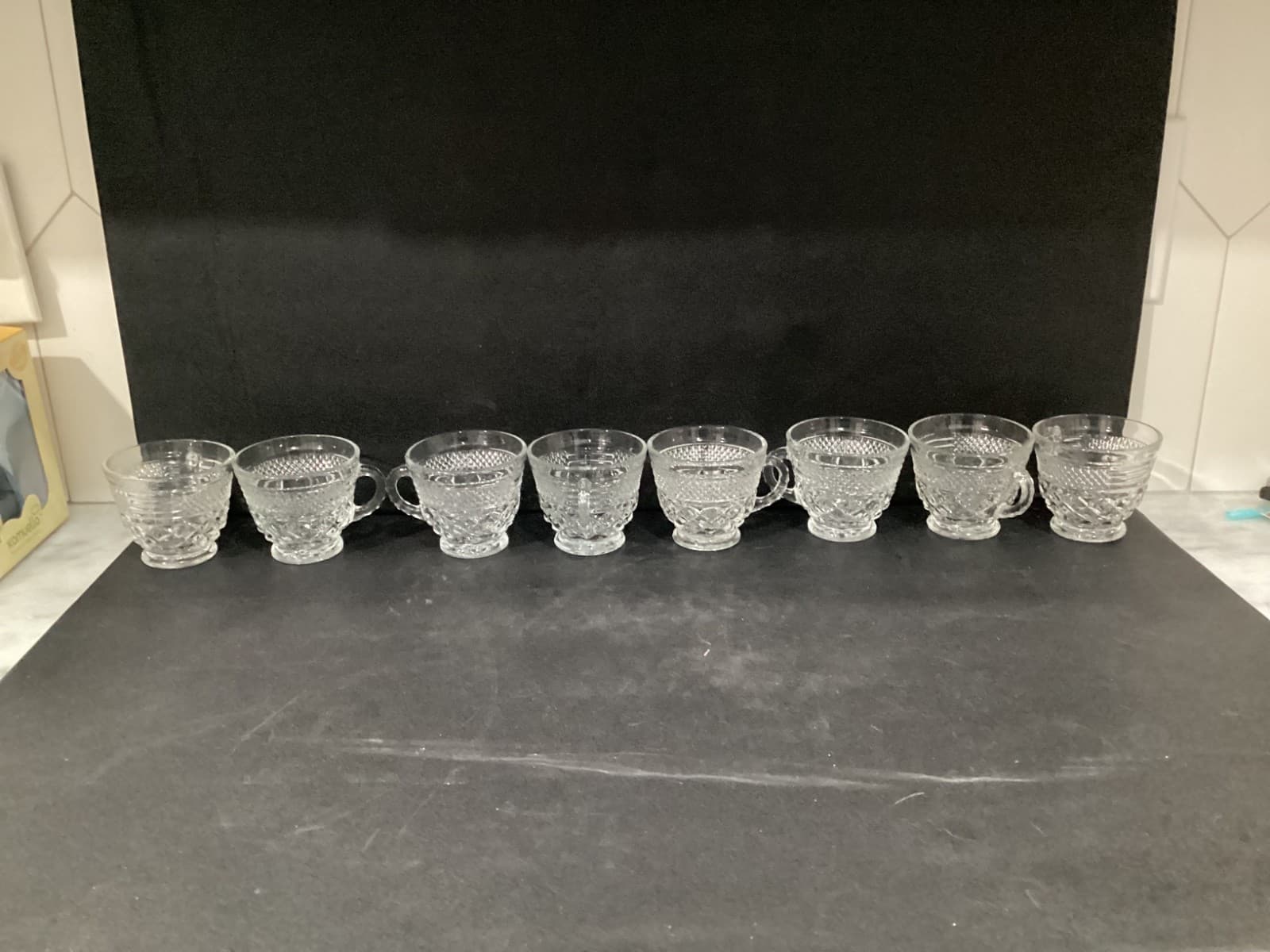 Vintage Anchor Hocking WEXFORD Clear Glass Punch Coffee Cups Set of 8