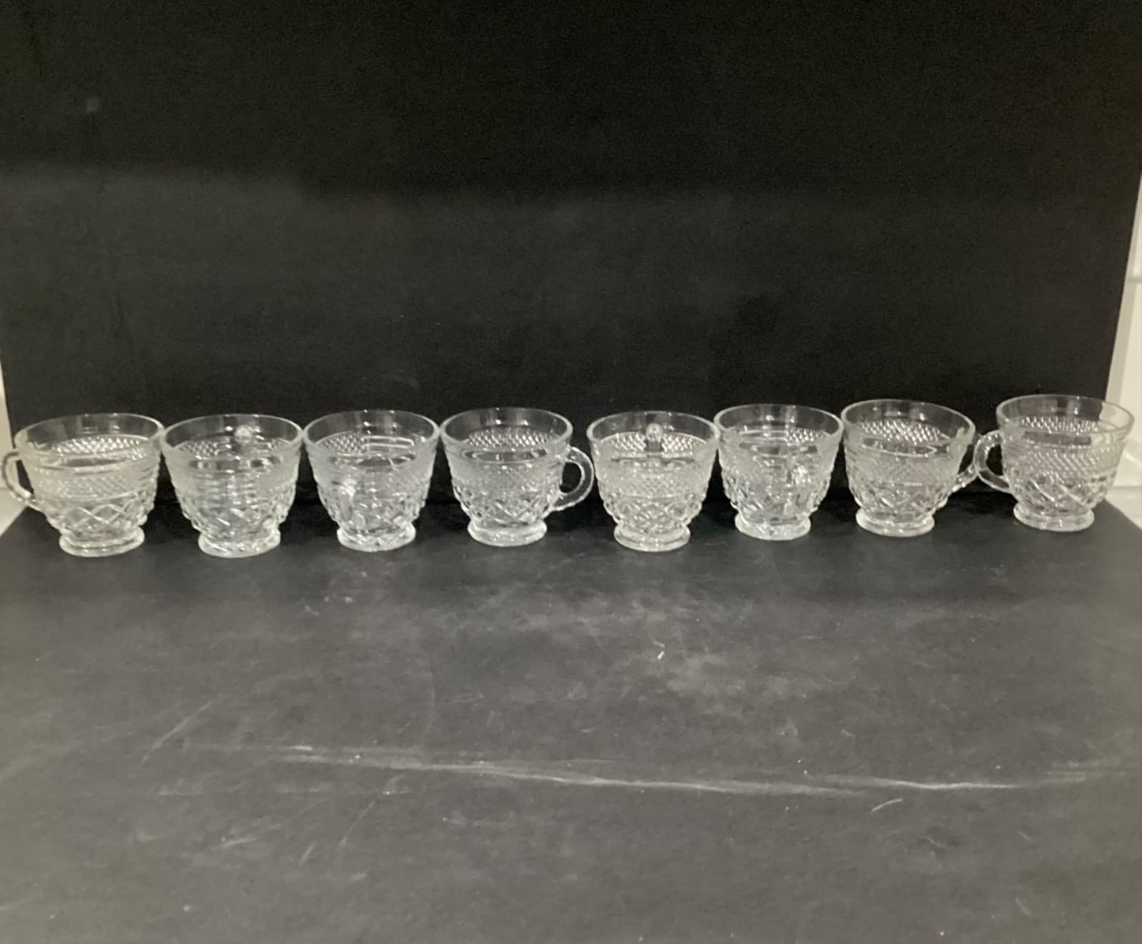 Vintage Anchor Hocking WEXFORD Clear Glass Punch Coffee Cups Set of 8 - Thumbnail 2