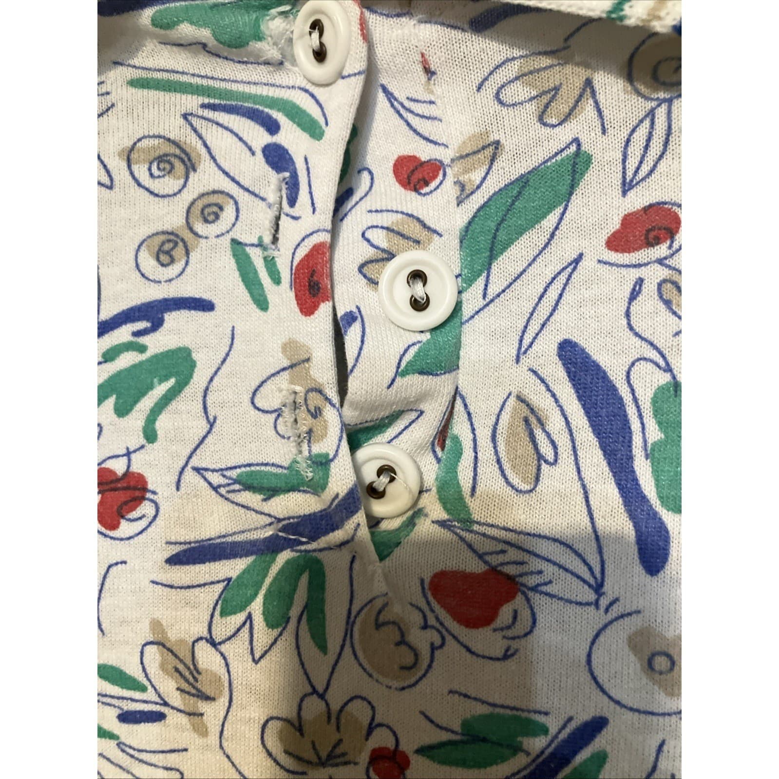 Cricket Lane Floral Polo Top & Tan Pants Set, Made in USA, Women Large, Vintage - Thumbnail 8