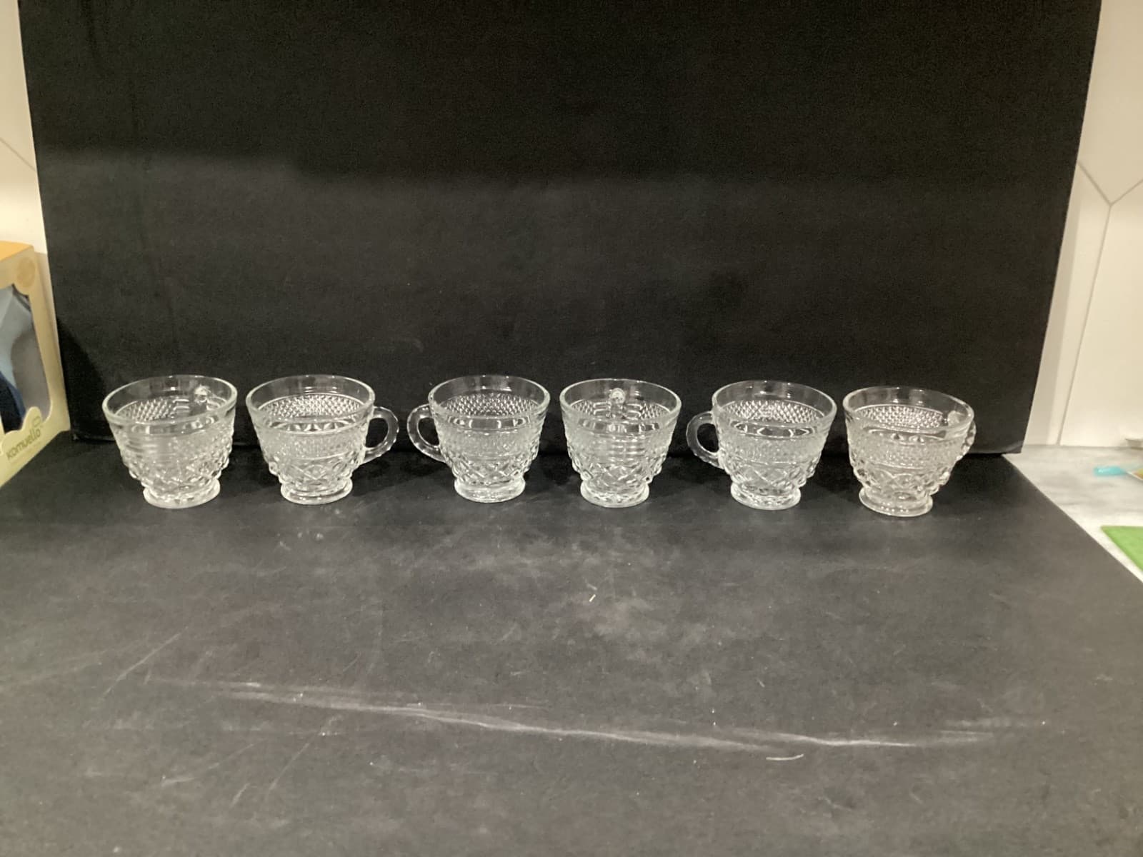 Vintage Anchor Hocking WEXFORD Clear Glass Punch Coffee Cups Set of 6