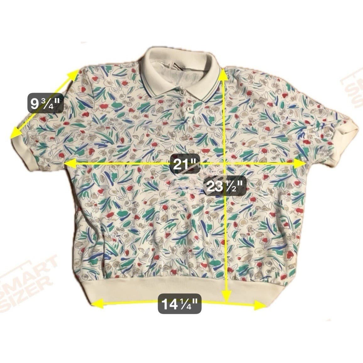 Cricket Lane Floral Polo Top & Tan Pants Set, Made in USA, Women Large, Vintage - Thumbnail 2