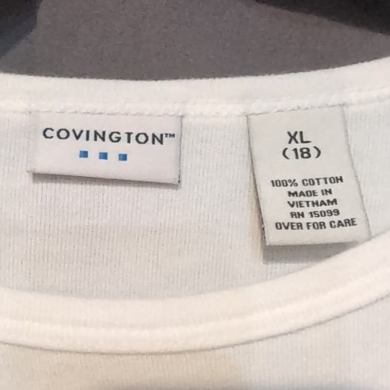 Covington White 100% Cotton Short Sleeve Crew Neck T-Shirt, Women's XL 18 - Thumbnail 5