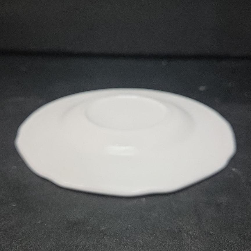 Indiana Glass Patterned Saucer, Vtg Floral Band Dish, Replacement White Dishware - Thumbnail 7