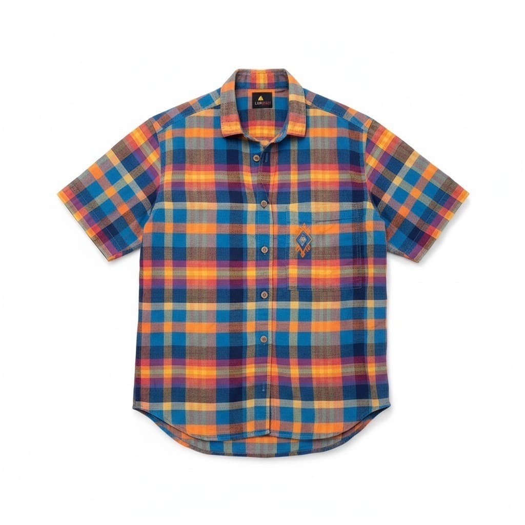 Lizsport Petites Plaid Short Sleeve Button Down, Women's Size 4, Embroidered