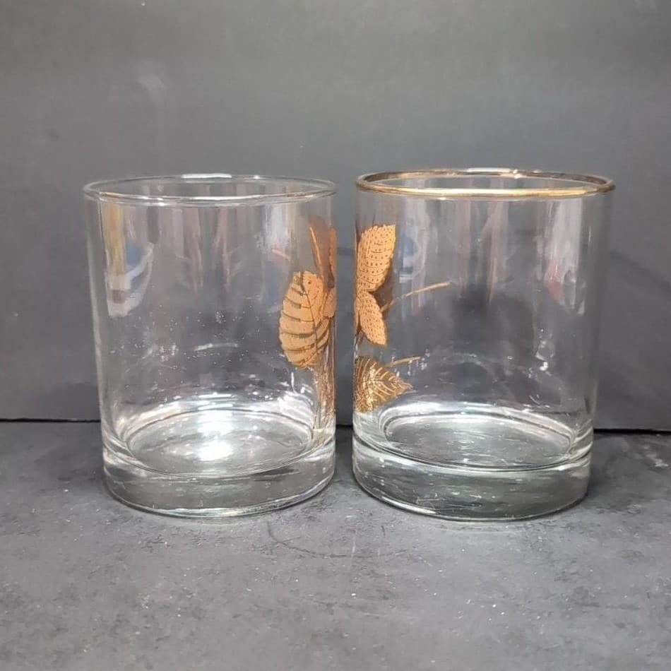 Libbey Maple Leaf Lowball Glasses, Set of 2, Vtg Replacement Barware, Drinkware - Thumbnail 3