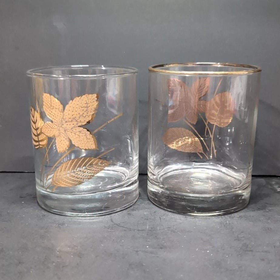 Libbey Maple Leaf Lowball Glasses, Set of 2, Vtg Replacement Barware, Drinkware - Thumbnail 4