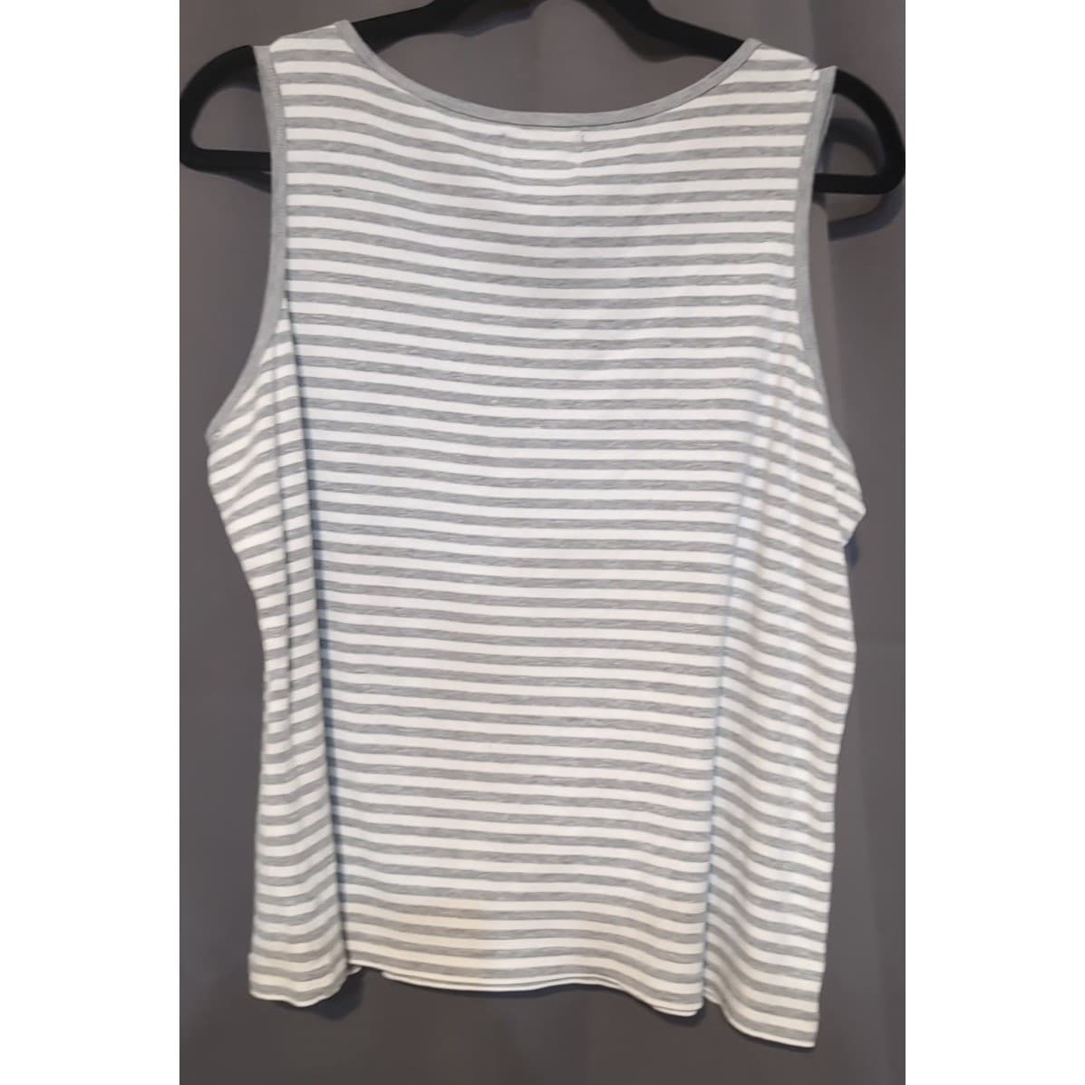 New York Laundry N.Y.L. Grey White Striped Tank Top, Scoop Neck, Women's XL - Thumbnail 4