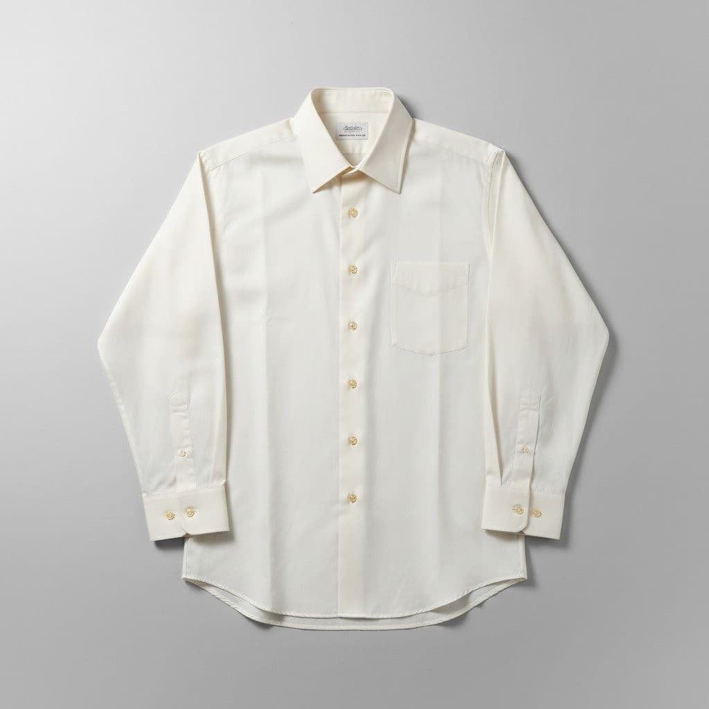 Manhattan Mansmooth Vintage Cream No-Iron Cotton Button Down, Men's L/S Shirt