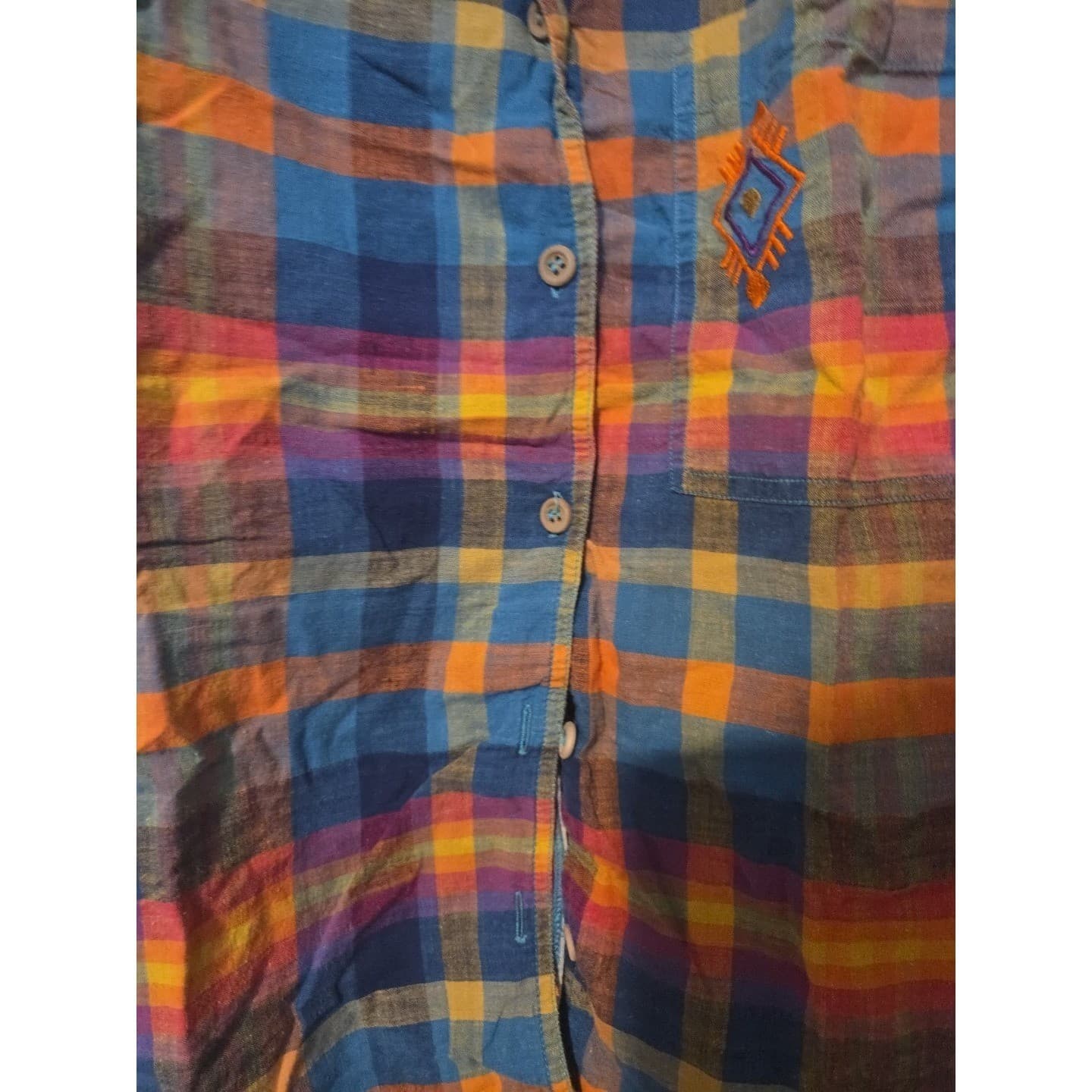 Lizsport Petites Plaid Short Sleeve Button Down, Women's Size 4, Embroidered - Thumbnail 6