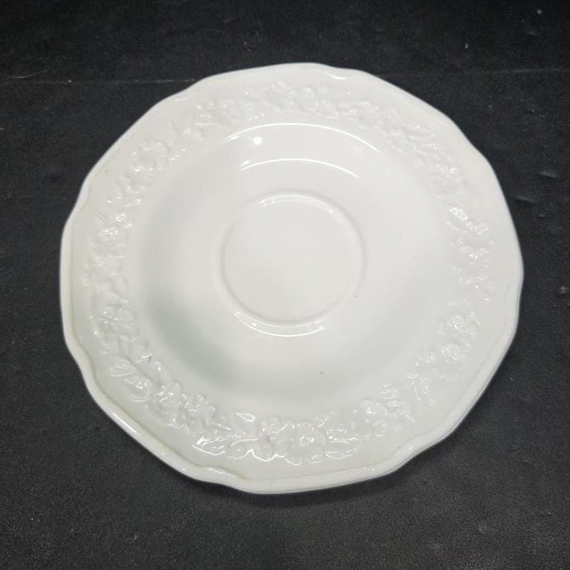 Indiana Glass Patterned Saucer, Vtg Floral Band Dish, Replacement White Dishware - Thumbnail 2