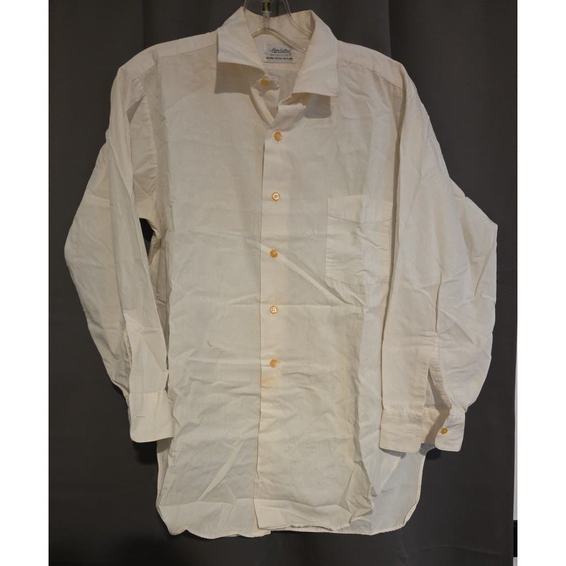 Manhattan Mansmooth Vintage Cream No-Iron Cotton Button Down, Men's L/S Shirt - Thumbnail 3