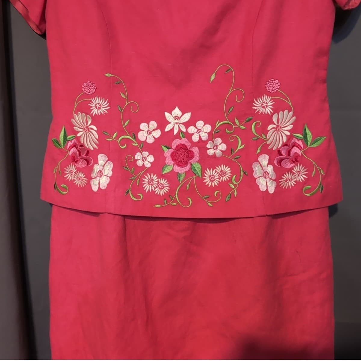 Jessica Howard Pink Linen Blend Floral Embroidered Sheath Dress, Women's Size 6 - Thumbnail 7