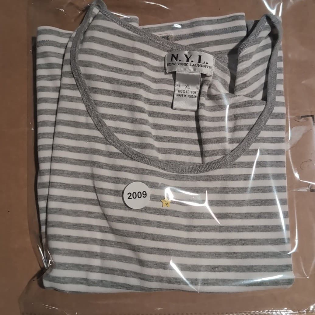 New York Laundry N.Y.L. Grey White Striped Tank Top, Scoop Neck, Women's XL - Thumbnail 8