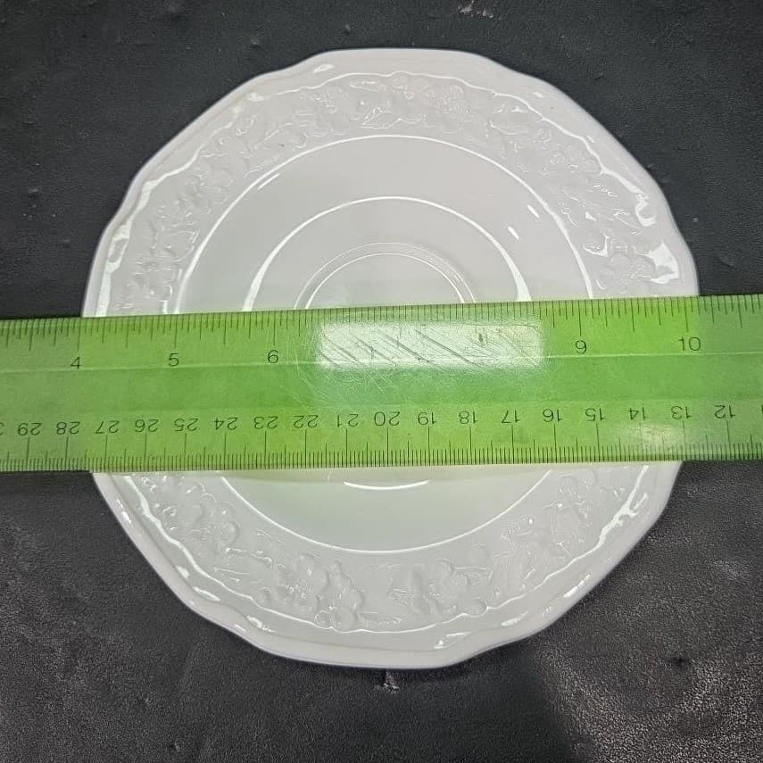 Indiana Glass Patterned Saucer, Vtg Floral Band Dish, Replacement White Dishware - Thumbnail 4
