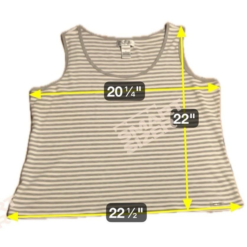 New York Laundry N.Y.L. Grey White Striped Tank Top, Scoop Neck, Women's XL - Thumbnail 2