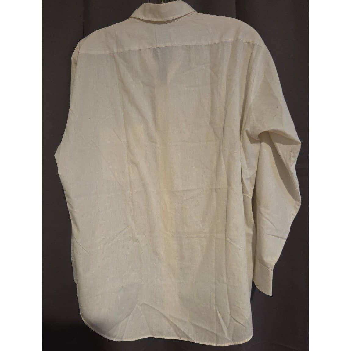 Arrow Decton Perma-Iron Broadcloth Shirt, Men's Cream Long Sleeve, Vtg USA Made - Thumbnail 4