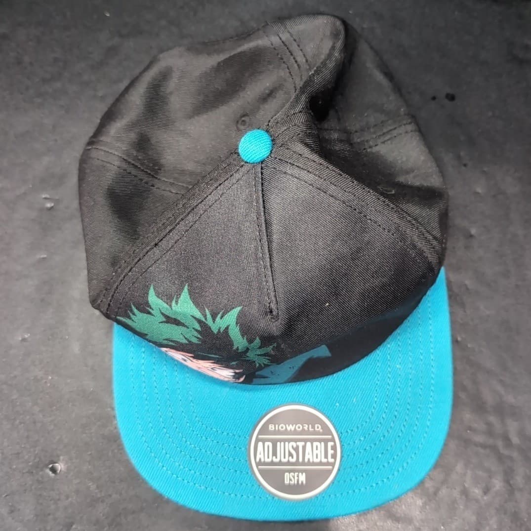 Bioworld My Hero Academia Deku Izuku Midoriya Snapback Hat Black Teal OSFM Cap - Thumbnail 7