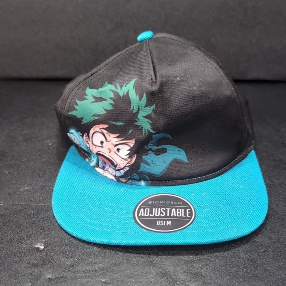 Bioworld My Hero Academia Deku Izuku Midoriya Snapback Hat Black Teal OSFM Cap - Thumbnail 2