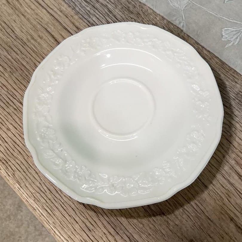 Indiana Glass Patterned Saucer, Vtg Floral Band Dish, Replacement White Dishware