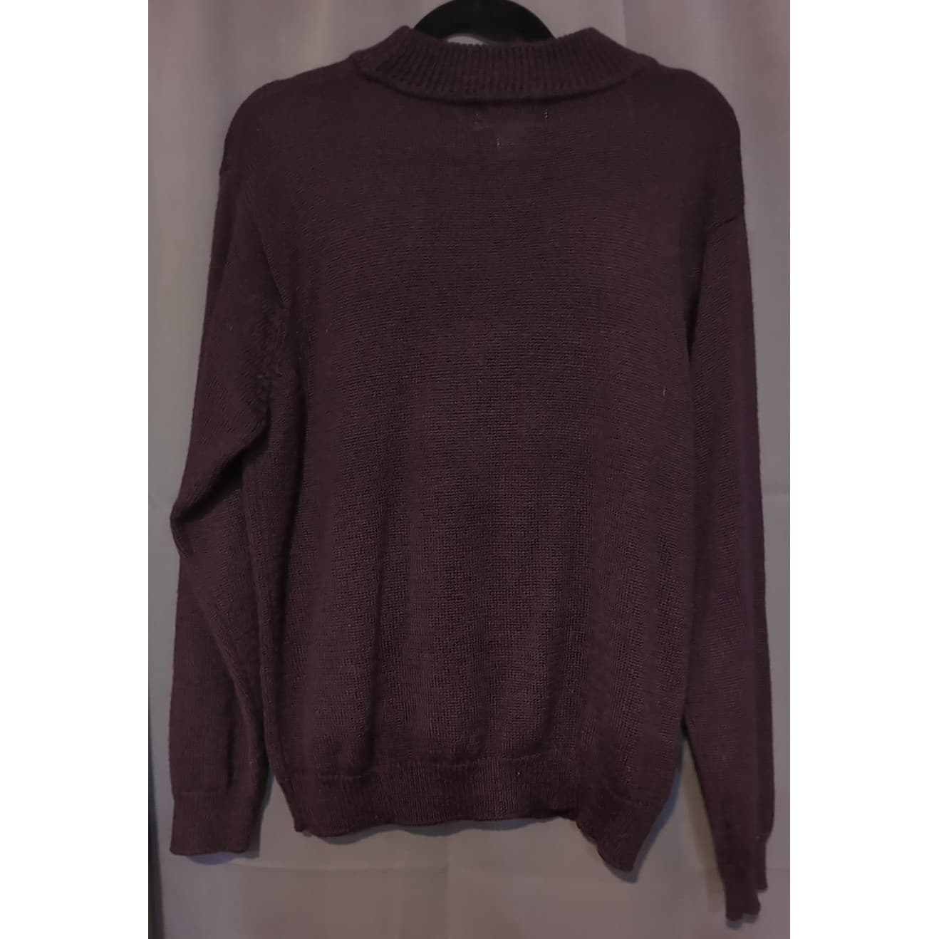 Alfred Dunner Vintage Plum Purple Floral Argyle Wool Blend Sweater, Womens Large - Thumbnail 4
