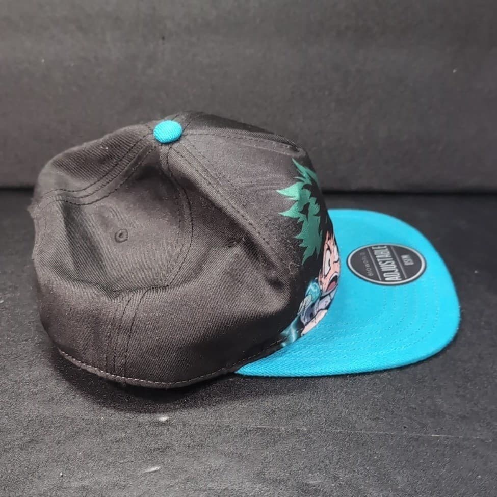 Bioworld My Hero Academia Deku Izuku Midoriya Snapback Hat Black Teal OSFM Cap - Thumbnail 3
