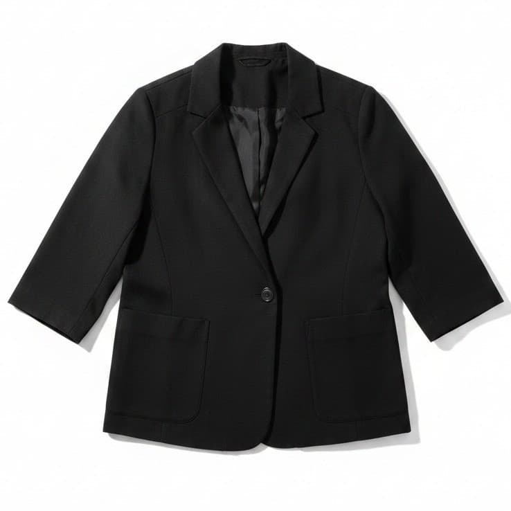JG Bentley Womens Black 3/4 Sleeve Two Button Blazer, Vintage Jacket, Pockets