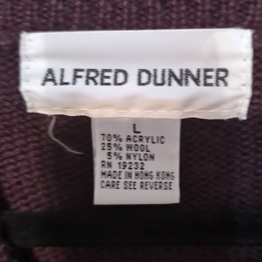 Alfred Dunner Vintage Plum Purple Floral Argyle Wool Blend Sweater, Womens Large - Thumbnail 5
