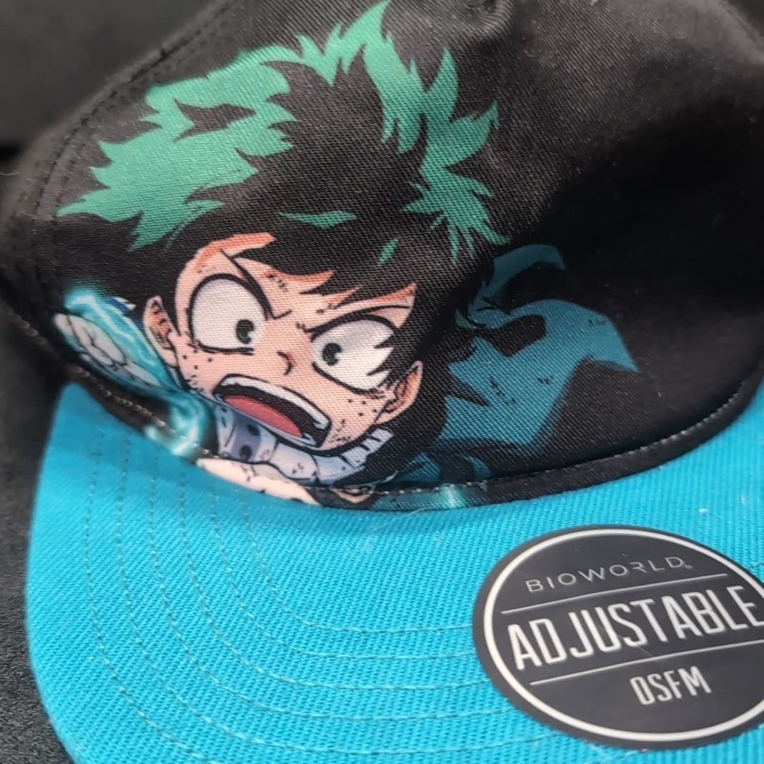 Bioworld My Hero Academia Deku Izuku Midoriya Snapback Hat Black Teal OSFM Cap - Thumbnail 6