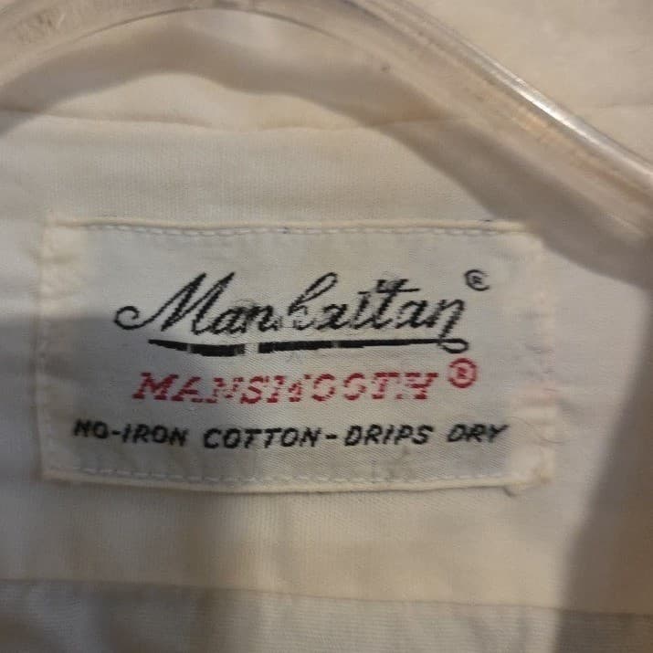 Manhattan Mansmooth Vintage Cream No-Iron Cotton Button Down, Men's L/S Shirt - Thumbnail 5