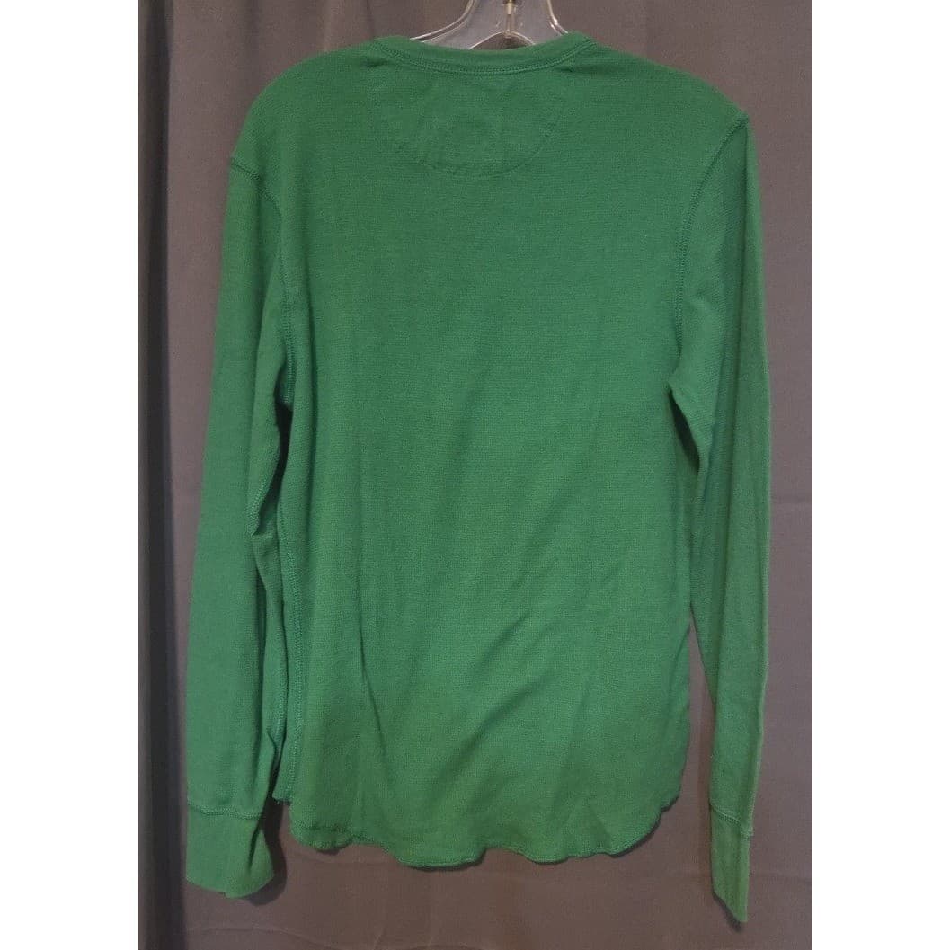 Gap Green Waffle Knit Thermal Long Sleeve Crew Neck, Women's Medium Top - Thumbnail 4