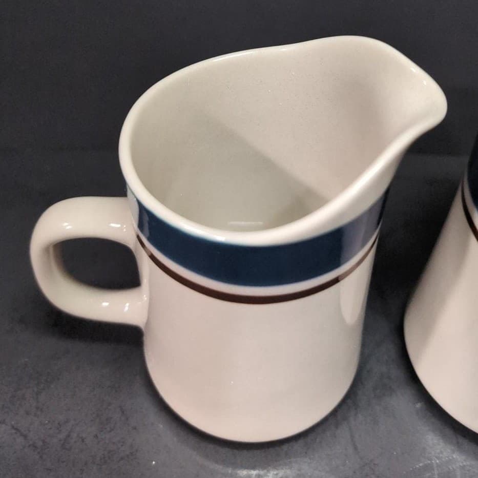 Sango Carousel "Blue Dust" Creamers #802, Set of 2, Vintage Replacement Pitchers - Thumbnail 6