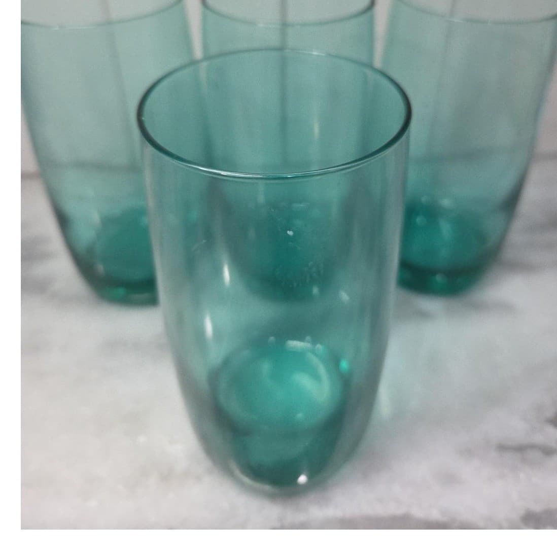 Luminarc Aqua Teal Tumblers, Set of 4, Vintage Glasses, Replacement Drinkware - Thumbnail 6