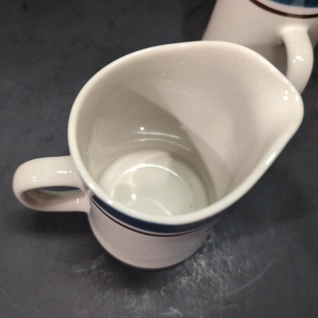 Sango Carousel "Blue Dust" Creamers #802, Set of 2, Vintage Replacement Pitchers - Thumbnail 7
