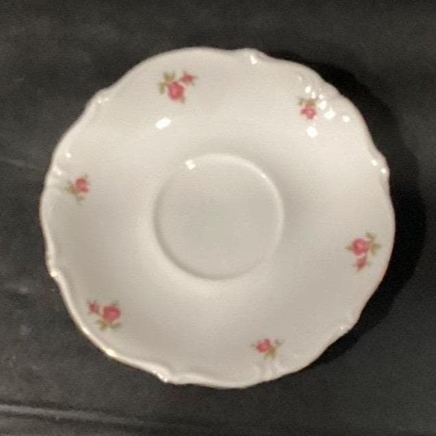 Bavaria Western Germany Elfenbein Rose Bud Saucers, Set of 4, Vintage Plates - Thumbnail 5