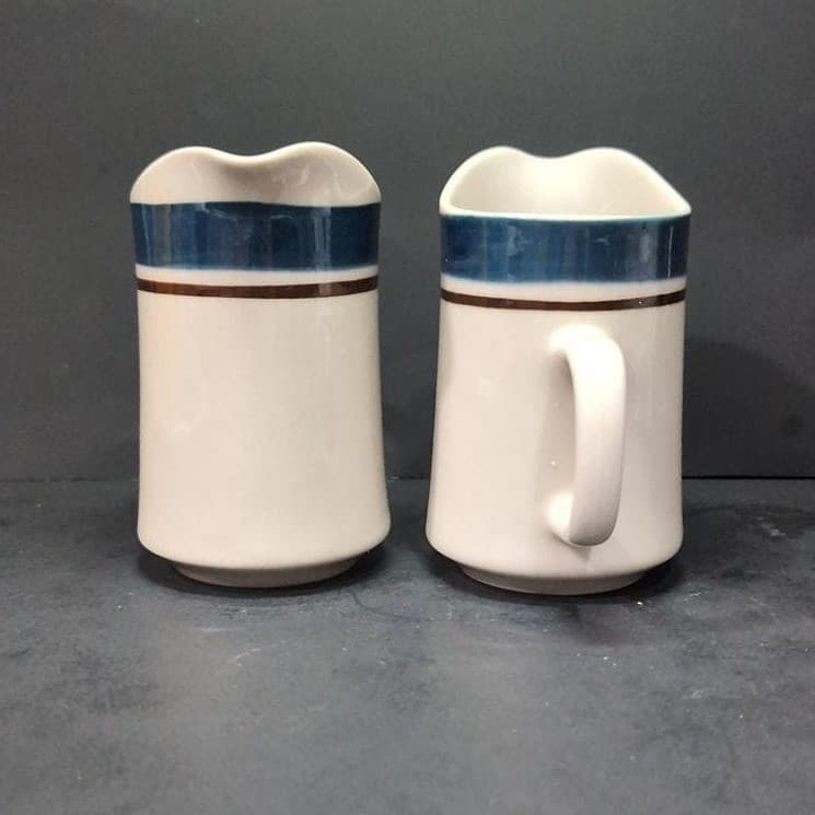 Sango Carousel "Blue Dust" Creamers #802, Set of 2, Vintage Replacement Pitchers - Thumbnail 5