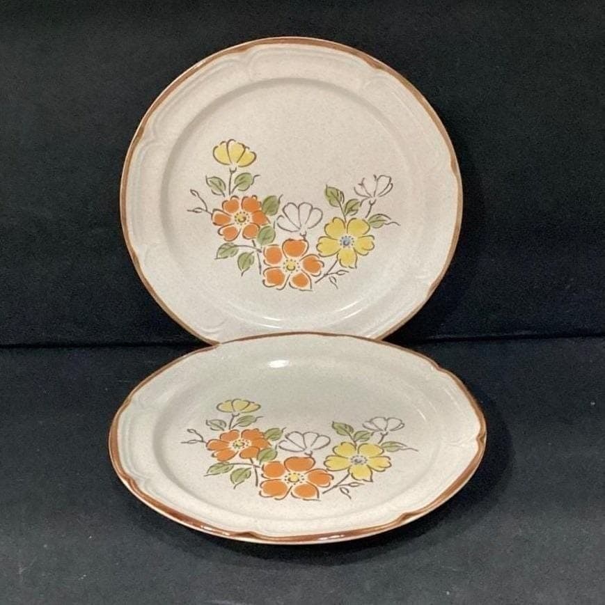 Hearthside Spring Garden Baroque Salad Plates, Set of 2 Vintage Floral Stoneware - Thumbnail 5
