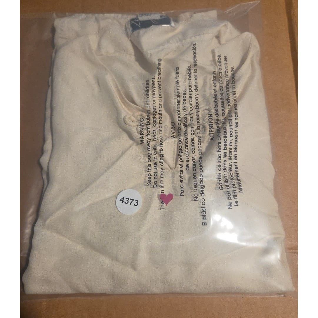 Anne Carson Cream Frog Knot Blouse, Women's Small, Short Sleeve, 100% Pure Silk - Thumbnail 8