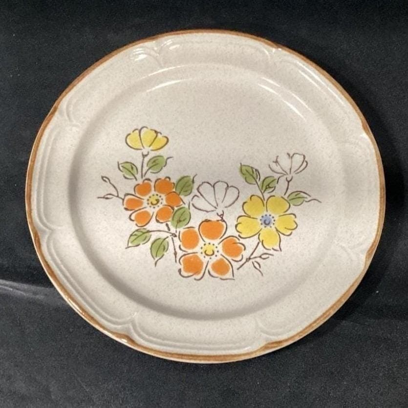 Hearthside Spring Garden Baroque Salad Plates, Set of 2 Vintage Floral Stoneware - Thumbnail 4