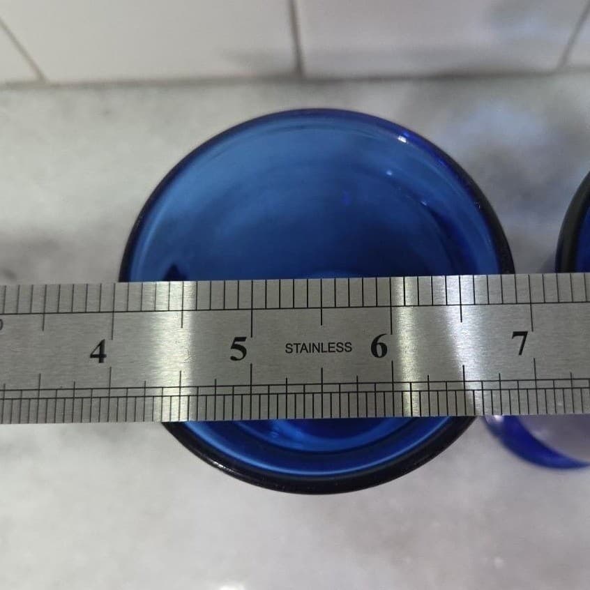 Anchor Hocking Cobalt Blue Irish Coffee Mugs, Set of 2, Vintage Pedestal Cups - Thumbnail 10