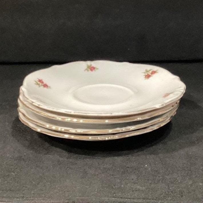 Bavaria Western Germany Elfenbein Rose Bud Saucers, Set of 4, Vintage Plates - Thumbnail 10