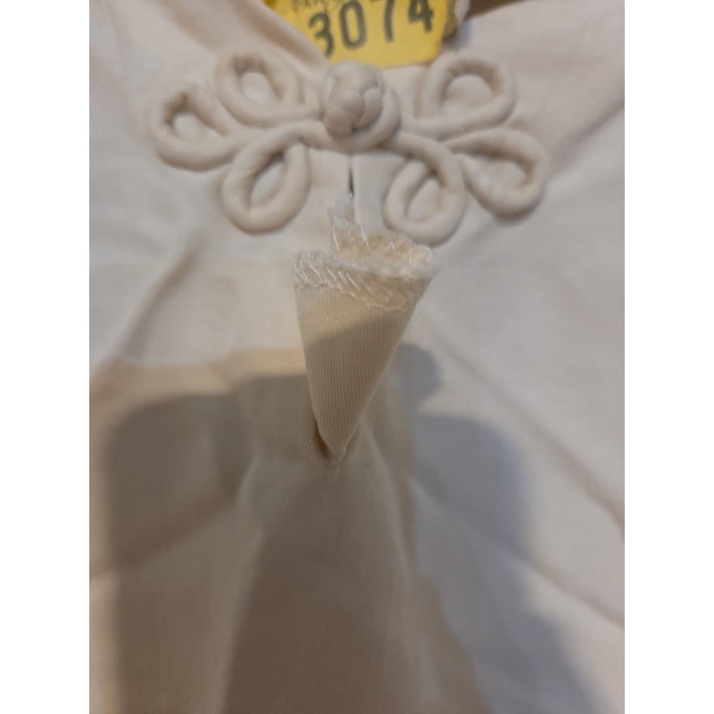 Anne Carson Cream Frog Knot Blouse, Women's Small, Short Sleeve, 100% Pure Silk - Thumbnail 7