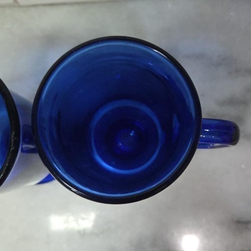 Anchor Hocking Cobalt Blue Irish Coffee Mugs, Set of 2, Vintage Pedestal Cups - Thumbnail 7