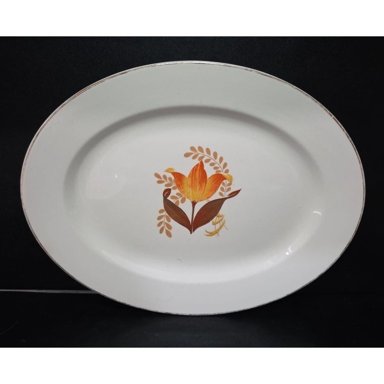 Harker Bakerite Modern Tulip Oval Platter, Homer Laughlin Serving Plate, Vintage - Thumbnail 2